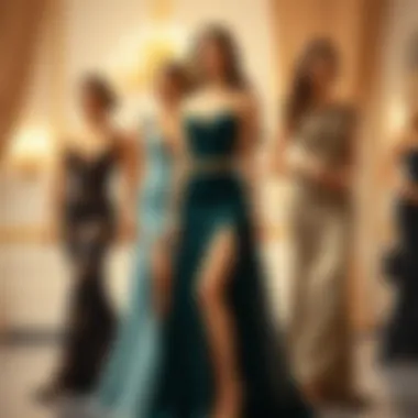 Diverse Body Types for Elegant Dresses Illustration showing body types for evening wear