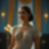 Elegant evening gown showcasing intricate lace details