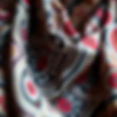 Artistry in Aker Designs Close-up of intricate patterns on a premium Aker scarf