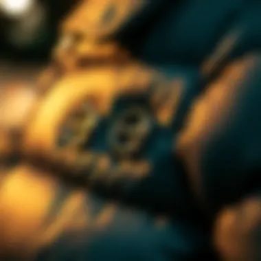 Close-up of design details on an Armine puffer coat