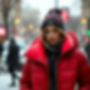 Fashionable winter outfit featuring an Armine puffer jacket