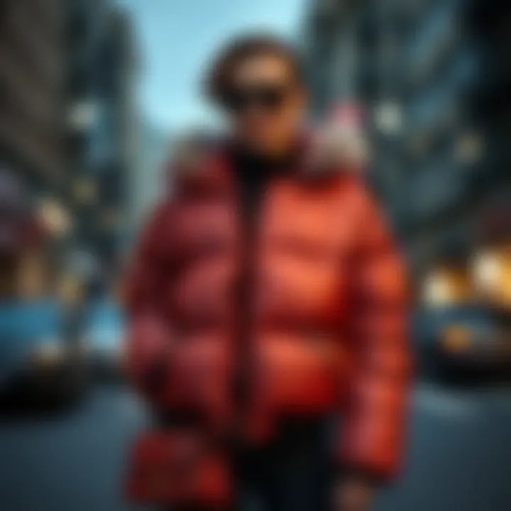 Stylish Armine puffer jacket displayed in an urban setting