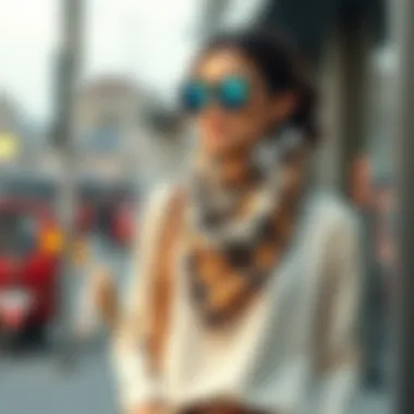 Fashionable combination of Armine scarf with outfit