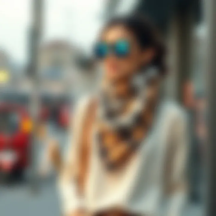 Fashionable combination of Armine scarf with outfit