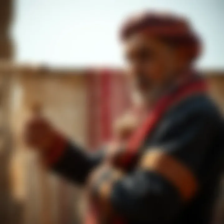 Artisan showcasing traditional scarf weaving techniques