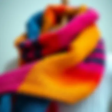 Warm knitted scarf in vibrant colors