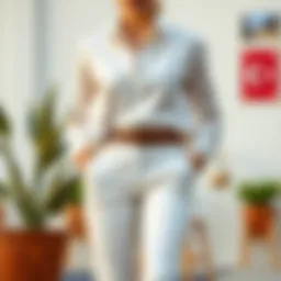 Elegant white shirt paired with tailored pants and stylish accessories