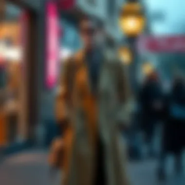 Chic long trench coat with accessories