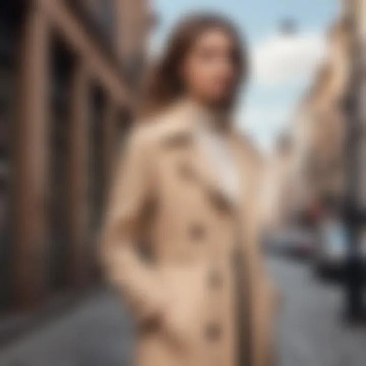 A fashionable beige coat paired with a casual outfit