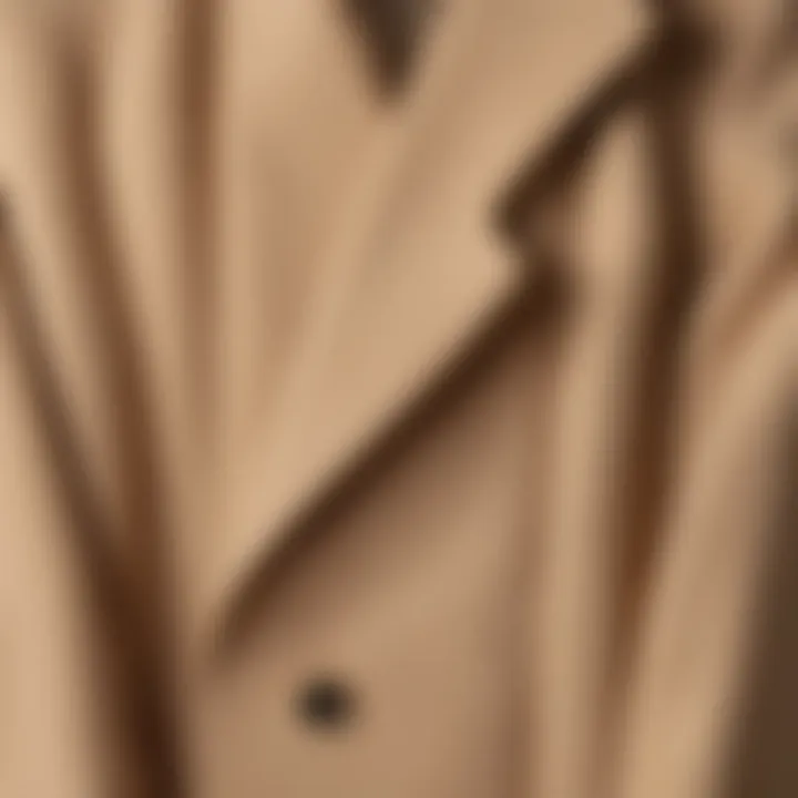 Close-up of a beige coat fabric showcasing its texture