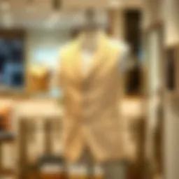 Elegant beige vest displayed on a mannequin in a boutique setting