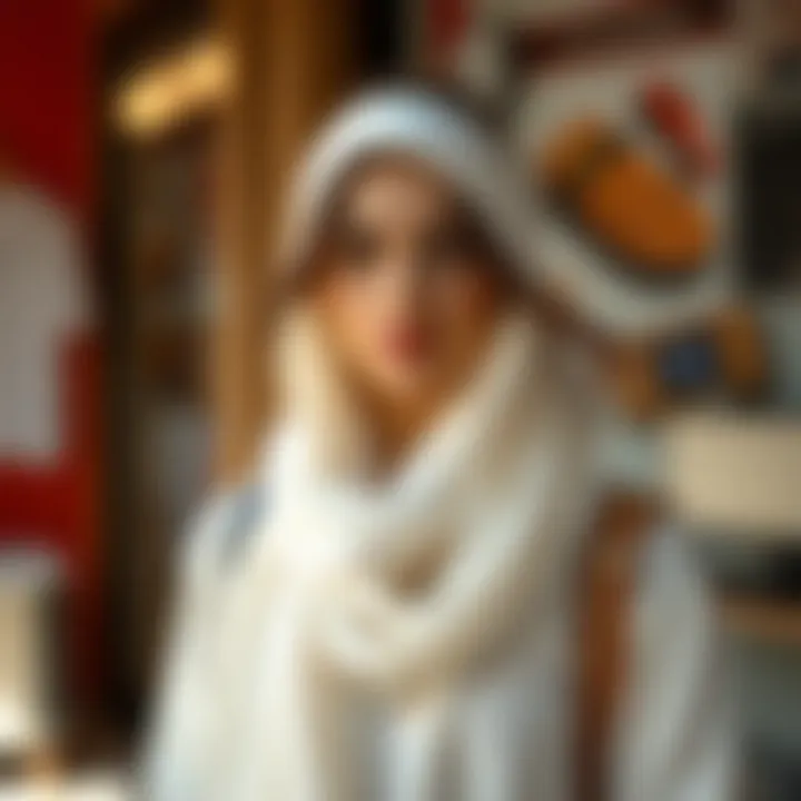 Stylish display of different ways to wear a white scarf