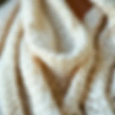 Intricate Craftsmanship: Textured Design of a White Scarf Close-up of a textured white scarf showcasing its intricate design