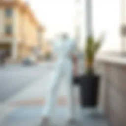 Elegant white trousers ensemble