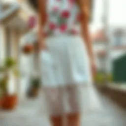 Elegant white lace skirt styled with a floral top