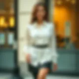 Elegant white shirt paired with a black skirt