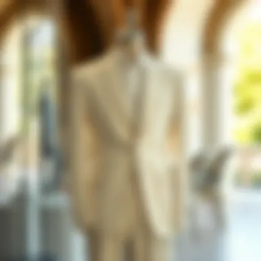 Sophistication in White Linen Elegant white linen suit displayed on a mannequin