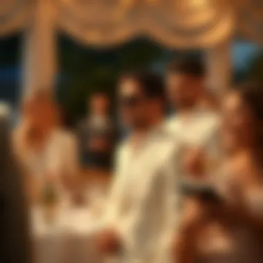 Occasions for the White Linen Suit Setting showing a formal event with guests in white linen suits