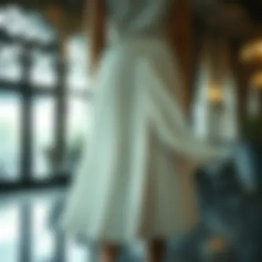 Elegance in White Elegant white pleated skirt showcased in a chic setting