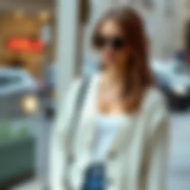 Chic Look Featuring a White Knit Cardigan Fashionable woman wearing a white knit cardigan with a chic outfit.