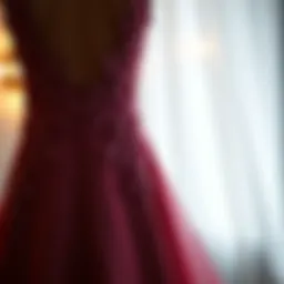 Elegant ankle-length evening dress showcasing intricate lace detailing