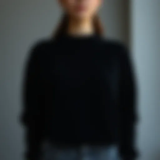 Elegant black sweater showcasing a classic round neck design