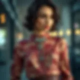 Elegant blouse style featuring unique patterns and textures