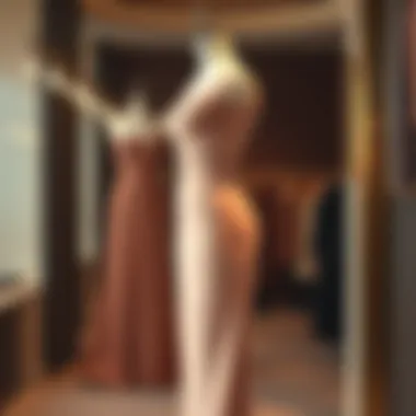 Elegant nude dress on a mannequin showcasing its silhouette