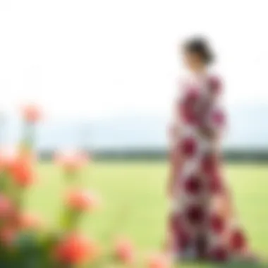 Elegant Floral Long Dress for Mothers Elegant long mother dress in floral patterns