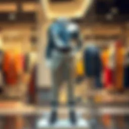 Trendy boyfriend trousers displayed on a stylish mannequin
