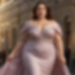 Elegant plus-size evening gown showcasing modern fashion trends