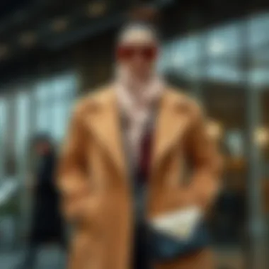 Chic Combinations with Plus-Size Coats A chic outfit featuring a plus-size coat paired with stylish accessories, set against a modern backdrop