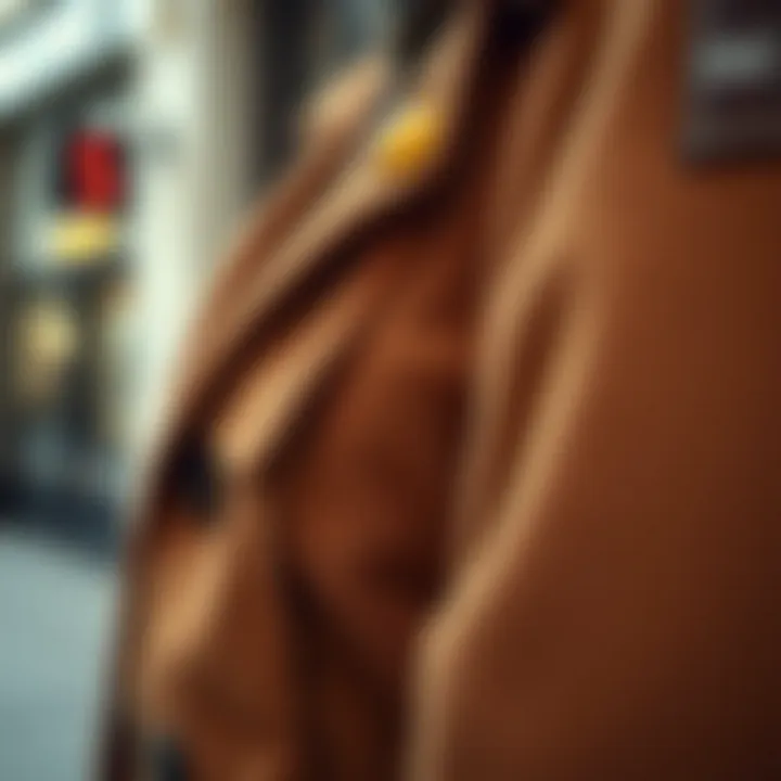 A close-up of the intricate detailing on a plus-size coat, highlighting its quality craftsmanship