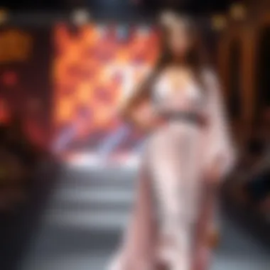 Accessorized Plus Size Chiffon Gown Stylishly accessorized plus size chiffon gown on a runway