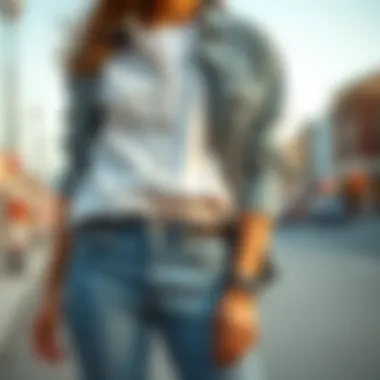 Stylish ice blue jeans paired with a casual shirt