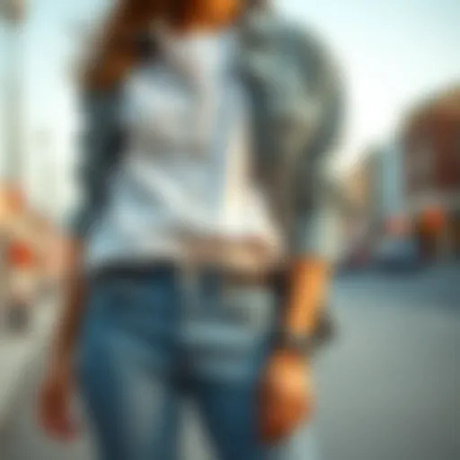 Stylish ice blue jeans paired with a casual shirt