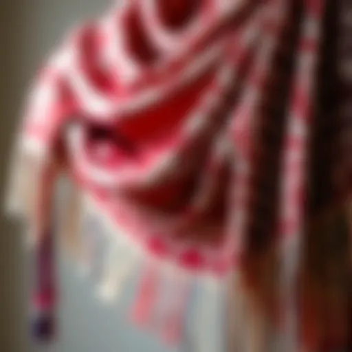 Elegant draping of a cazz shawl showcasing its intricate patterns