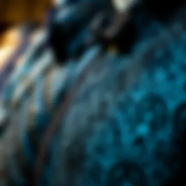 Intricate Fabric Patterns in Vest Suits Close-up of intricate fabric patterns used in vest suits