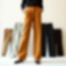 Stylish collection of pocketed wide-leg trousers displayed on a minimalist backdrop