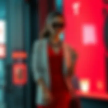 A chic ensemble featuring a red dress and accessories