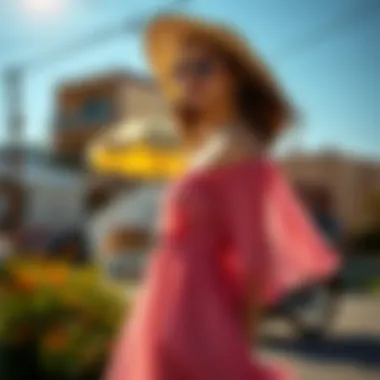 Vibrant Styles Under the Sun Chiffon mini dress showcased in a vibrant outdoor setting