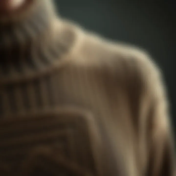The Artistry of Fabric in Half-Turtleneck Sweaters A close-up of a half-turtleneck sweater showcasing its texture and fabric quality