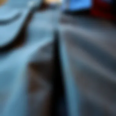 Close-up of fabric textures for tailored trousers