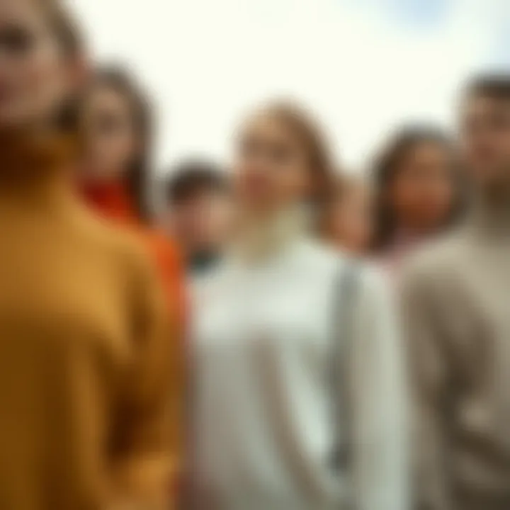 Diversity in Half-Turtleneck Sweater Designs A collection of half-turtleneck sweaters in various colors and materials