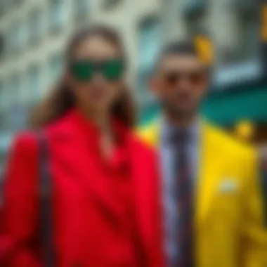 Vibrant Combinations for Chic Looks Dynamic contrast in colors between shirt and suit