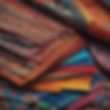 Vibrant Fabric Swatches of Bohemian Fashion Colorful fabric swatches representing bohemian fashion