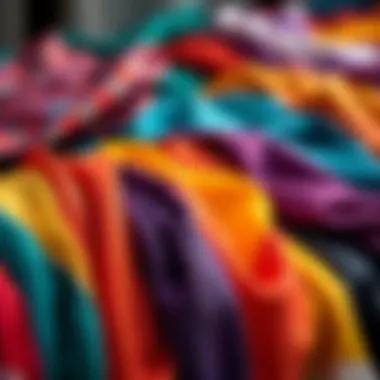 Vibrant Color Palette of Shimmering Scarves A collection of shimmering scarves in various colors displayed artistically