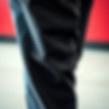 Fabric and Design Details of Comfort Fit Trousers Close-up of fabric and design details of comfort fit trousers