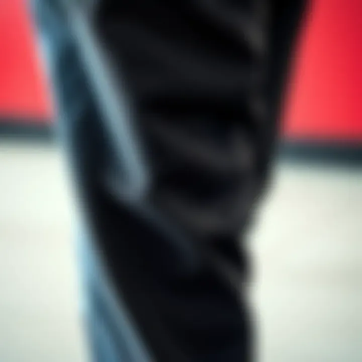 Fabric and Design Details of Comfort Fit Trousers Close-up of fabric and design details of comfort fit trousers