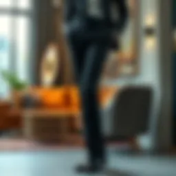 Elegant display of comfort fit trousers in a stylish setting